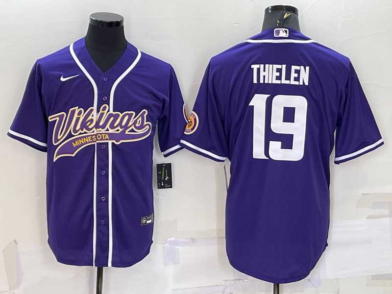 Men's Minnesota Vikings #19 Adam Thielen Purple With Patch Cool Base Stitched Baseball Jersey,We sell and wholesale Men's Minnesota Vikings #19 Adam Thielen Purple With Patch Cool Base Stitched Baseball Jersey on line form chian!